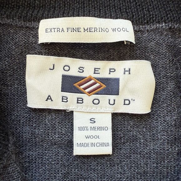 Joseph Abboud Men’s Merino Wool Sweater Size Small Gray Quarter Zip Long Sleeve - Picture 4 of 9